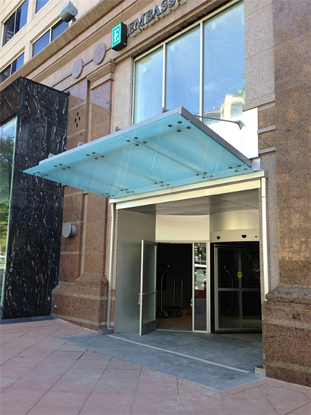 Entrance Canopy Blue Glass Stainless Steel