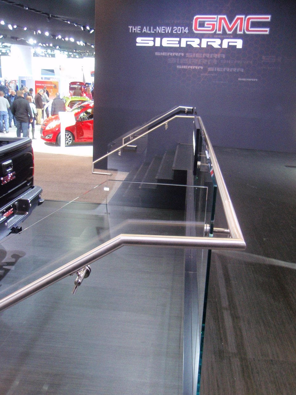 2014 General Motors Corp. International Auto Show Display, Glass & Stainless Steel Guard Railings.