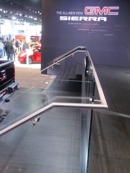 2014 General Motors Corp. International Auto Show Display, Glass & Stainless Steel Guard Railings.