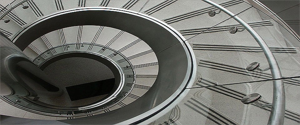 Circular Stairway with Glass Railings