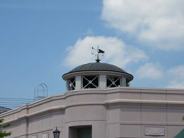 Custom fabricated aluminum ornamental dome with weather vane