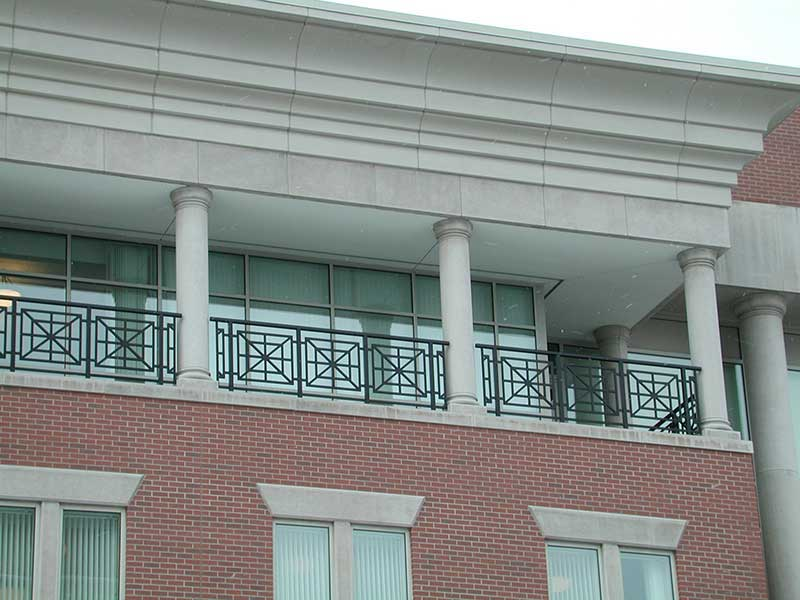 Custom decorative aluminum railings with powder coat paint finish.