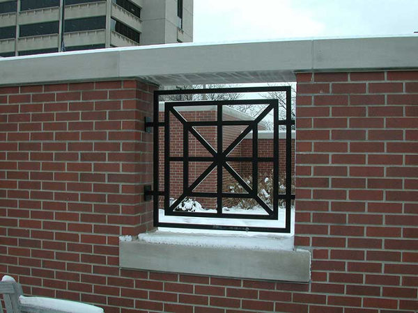 Custom architectural grille, aluminum with powder coat paint.