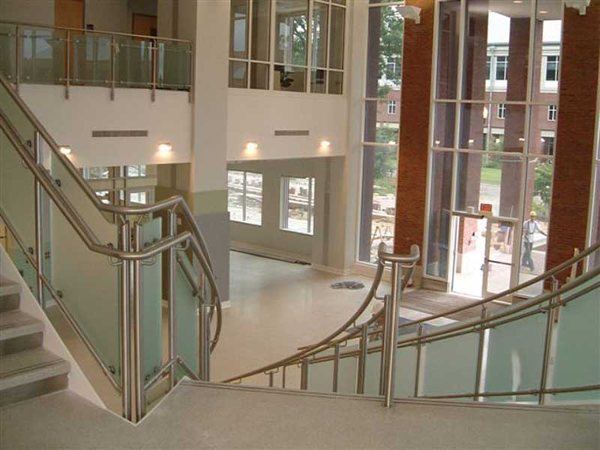 Custom fabricated stainless steel railings with satin finish