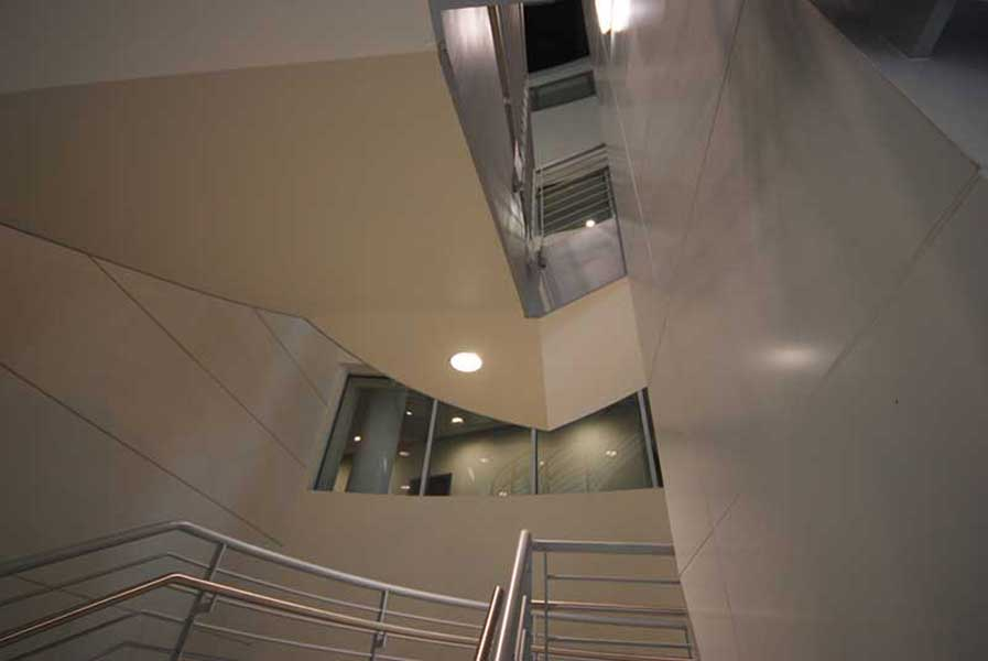 Decorative curve staircase is a focal point.