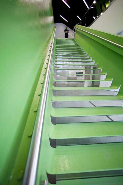 Boston Society of architects stainless steel handrail on decorative stair
