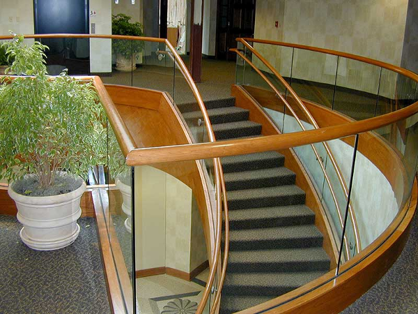 View of curved decorative stairway in the lobby
