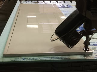 Waterjet cutting granite counter top